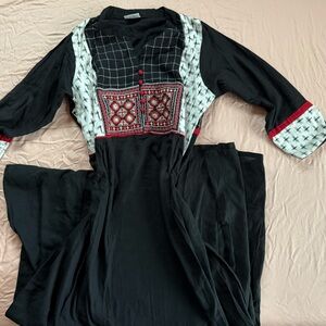 Black and White Embroidered Dress